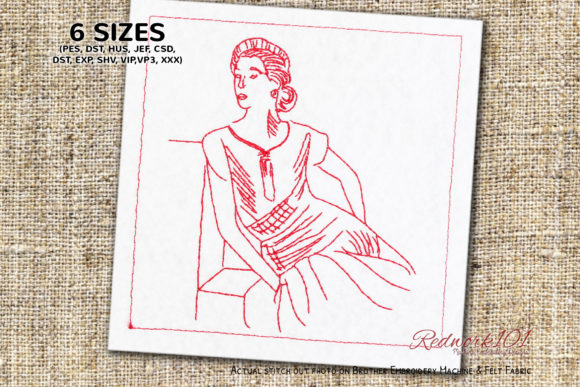 A Vintage Redwork Lady for Seasonal & Holiday Projects