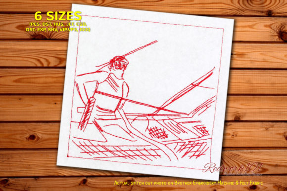 Fisherman on Wooden Boat Embroidery Design Review