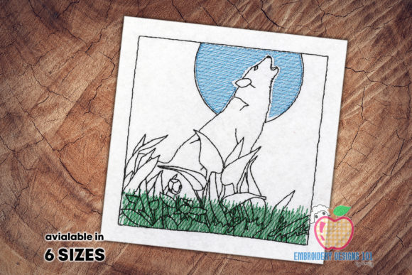 Howling Wolf in the Dark Embroidery for Business Branding